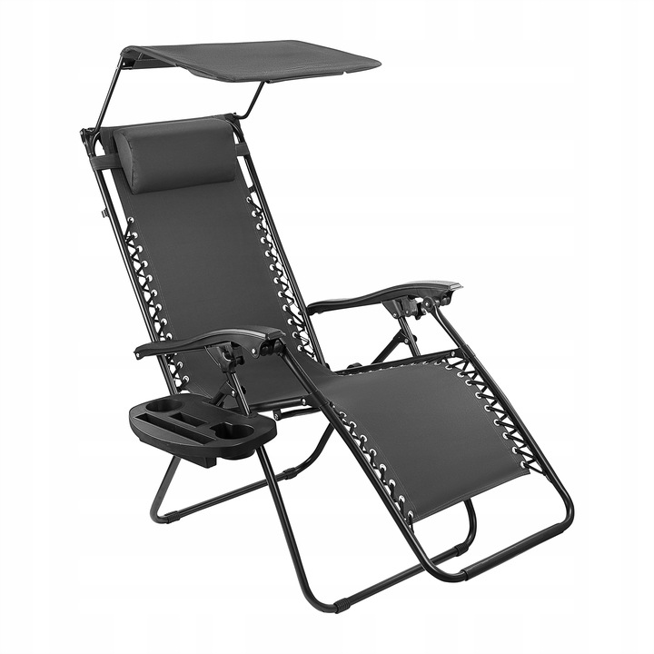 LEŻAK Z DASZKIEM SKŁADANY ZERO GRAVITY PLAŻOWY 2W1 FOTEL OGRODOWY GRATIS-