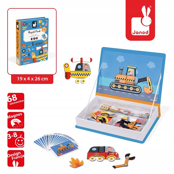 JANOD MAGNETIBOOK POJAZDY UKŁADANKA MAGNETYCZNA