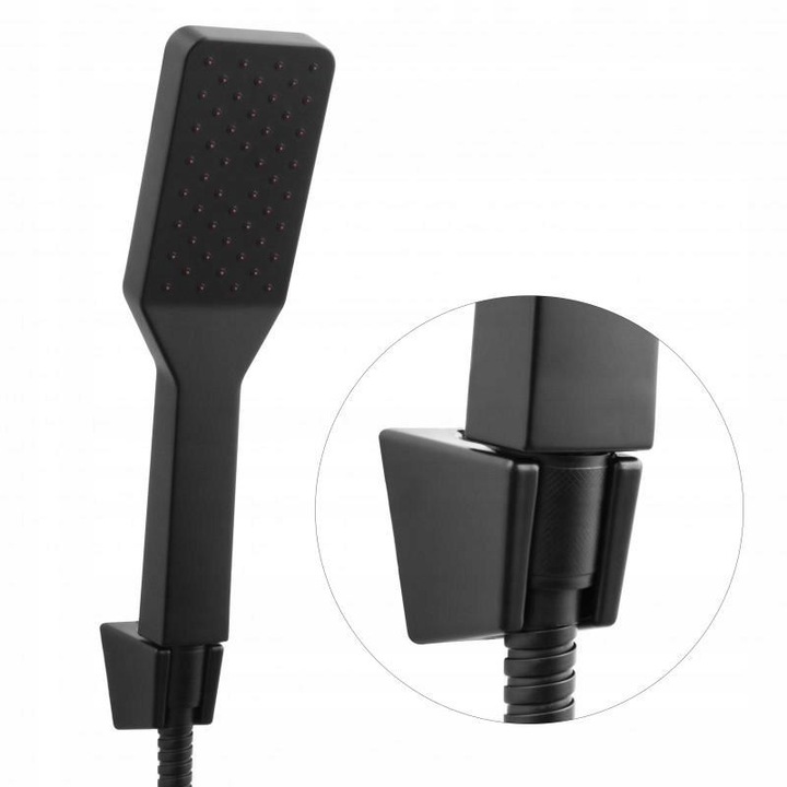 Bateria prysznicowa czarna ścienna jednouchwytowa ze słuchawką i wężem YOKA