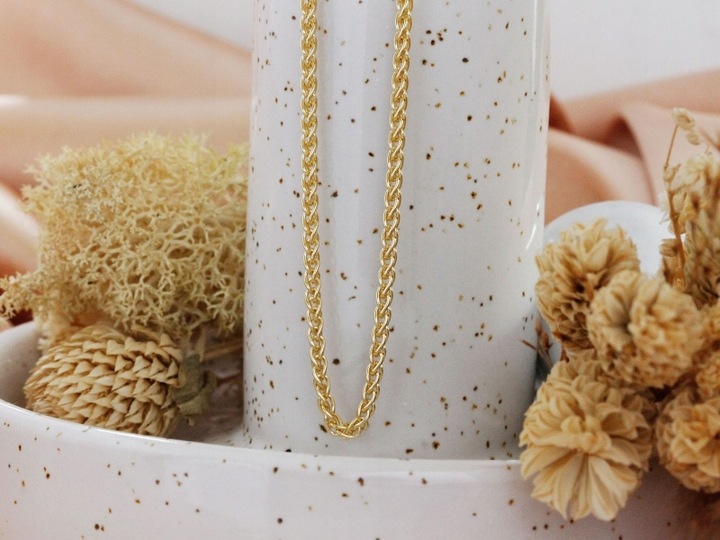 Masywny srebrny łańcuszek pozłacany 925 gruby lisi ogon r45 prezent modny