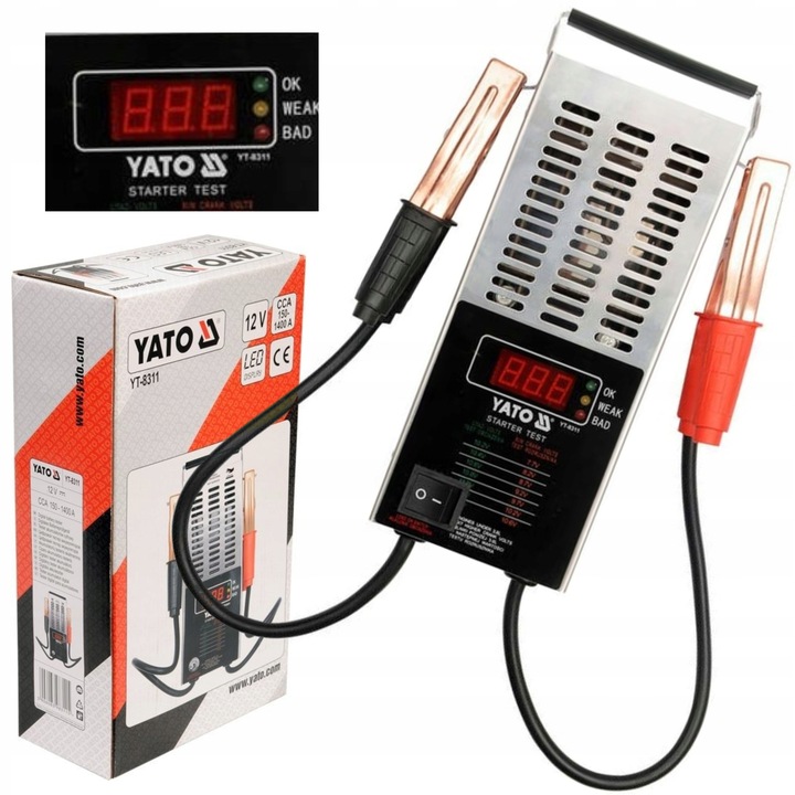 YATO CYFROWY TESTER AKUMULATORÓW MIERNIK NPIĘCIA 12V 150-1400Ah LCD YT-8311
