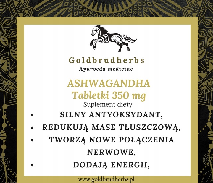 Ashwagandha 350 mg 90 kapsułek NERWICA, BRAK SNU