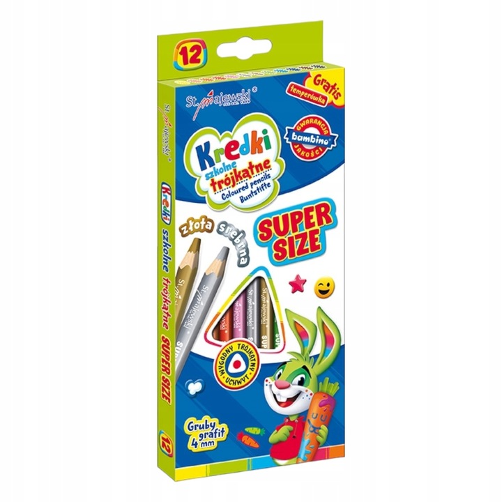 Kredki Bambino ołówkowe szkolne GRUBY GRAFIT Super Size