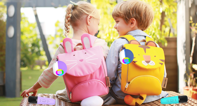 BEZPRZEWODOWY EFEKT ŚWIETLNY KARAOKE STEREO + 2 MIKROFONY