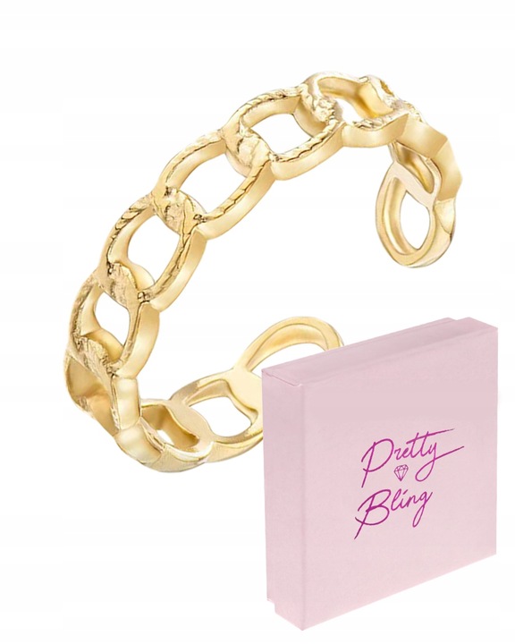 Pierścionek damski REGULOWANY PANCERKA wąski stal