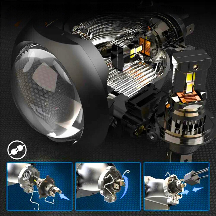 ŻARÓWKI H4 LED ŻARÓWKA MOCNE BIAŁE 12V 100W +1000% CANBUS 1:1 HOMOLOGACJA