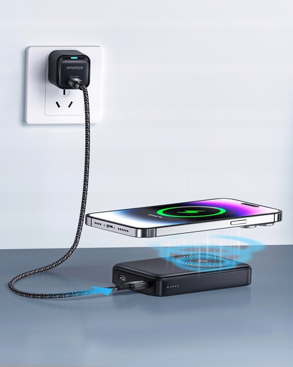 INNOSTYLE POWERMAG 2W1 SZYBKI POWERBANK INDUKCYJNY DO MAGSAFE 10000 STOJAK