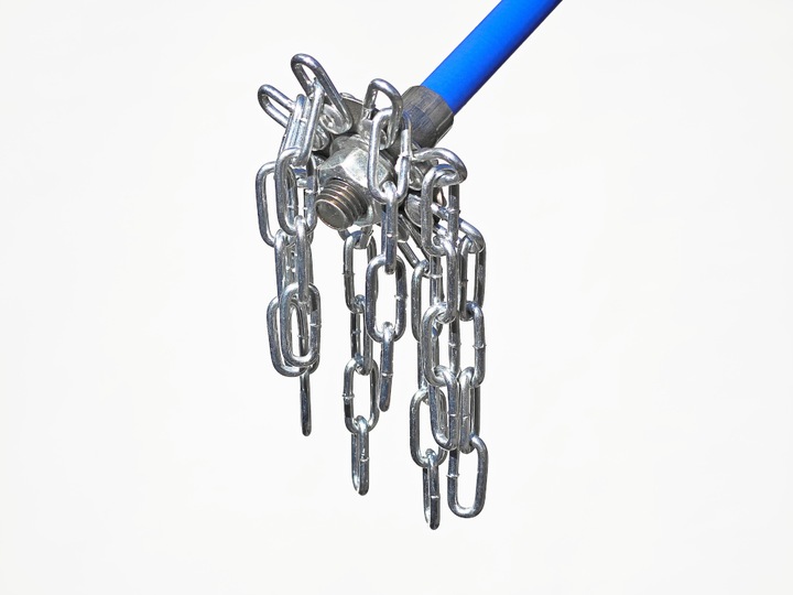 ZESTAW SZCZOTKA CYKLON 9m DO CZYSZCZENIA KOMINA 16 ŁAŃCUCHÓW GŁOWICE PILOT