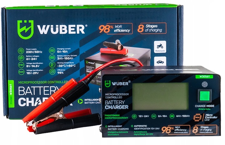 PROSTOWNIK 12V i 24V MIKROPROCESOROWY ŁADOWARKA DO AKUMULATORA NAPRAWA 10A