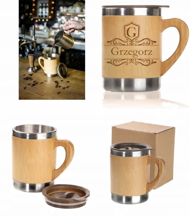 Bambusowy kubek termiczny 300 ml | Kol