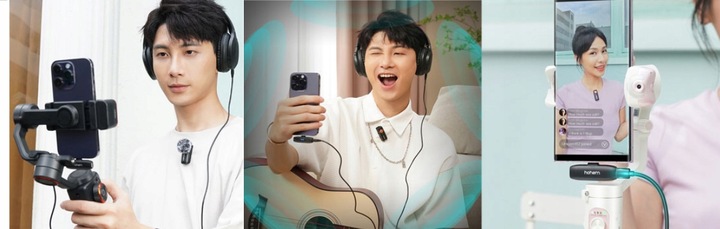 Mikrofon bezprzewodowy Hohem Lavalier Mic-01 (1 TX + 1 RX) Czarny Lightning