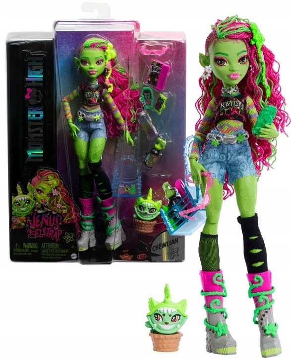 Monster High Lalka Venus McFlytrap zwierzątko roślinny kot Chewilan HRP81