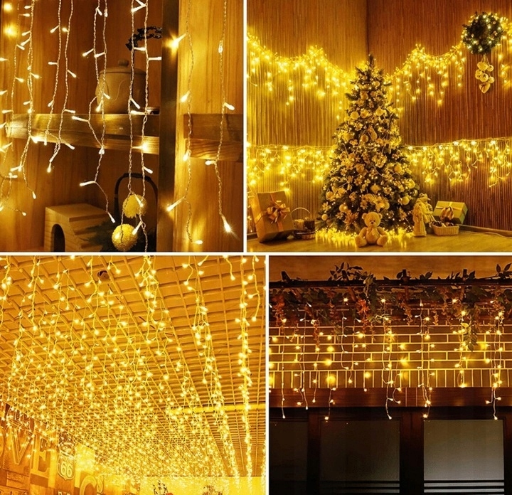 LAMPKI ŚWIĄTECZNE SOPLE CIEPŁE 500 LED 23m ŁAŃCUCH GRATIS GRUBY KABEL