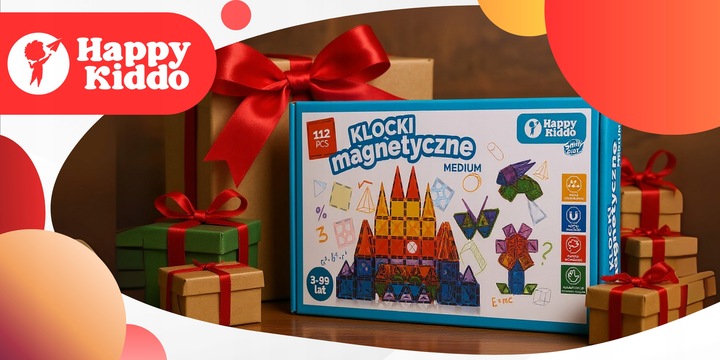 Klocki magnetyczne konstrukcyjne budowlane edukacyjne duży zamek 112 elemen