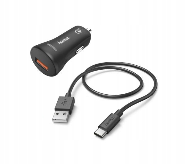 Ładowarka samochodowa uniwersalna Hama QC 3.0 + kabel USB-C