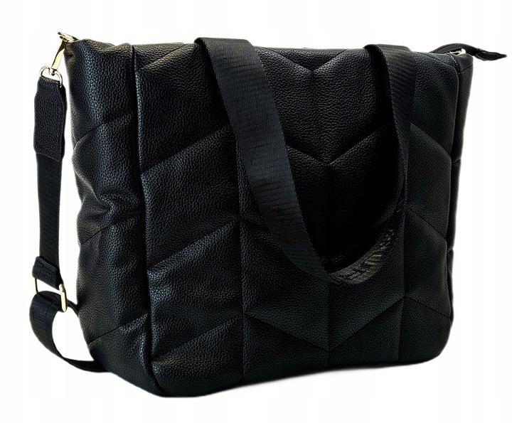 LAURA BIAGGI TORBA TOREBKA SHOPPERKA A4 NA RAMIĘ CZARNA POŁYSK