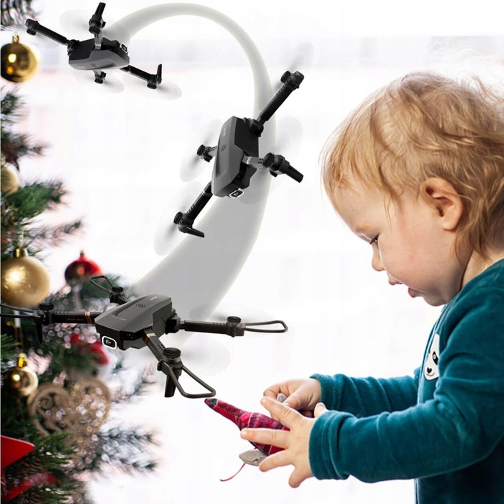 DRON TURBO 2x DWIE KAMERY FULL HD PODGLĄD WIFI POWRÓT FUTERAŁ AKUMULATOR