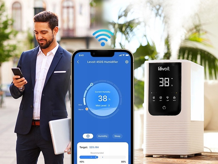 Nawilżacz powietrza Levoit OasisMist 450S dyfuzor ciepła zimna mgiełka 40m2