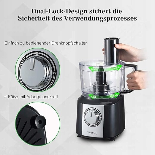 Robot kuchenny siekacz TopStrong FP201A 800 W czarny regulacja obrotów