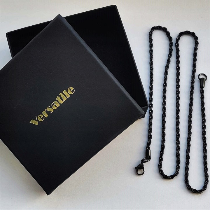 Piękny stalowy łańcuszek męski, 60cm CZARNY, idealny prezent Versatile