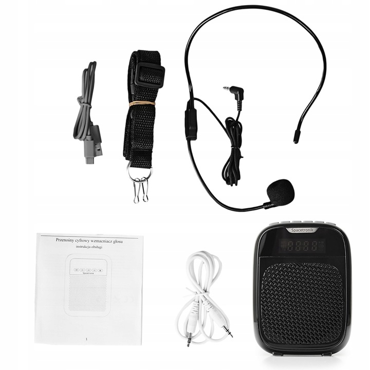 Przewodowy wzmacniacz głosu mikrofon SP-VA11 +FM przewodnik, nauczyciel