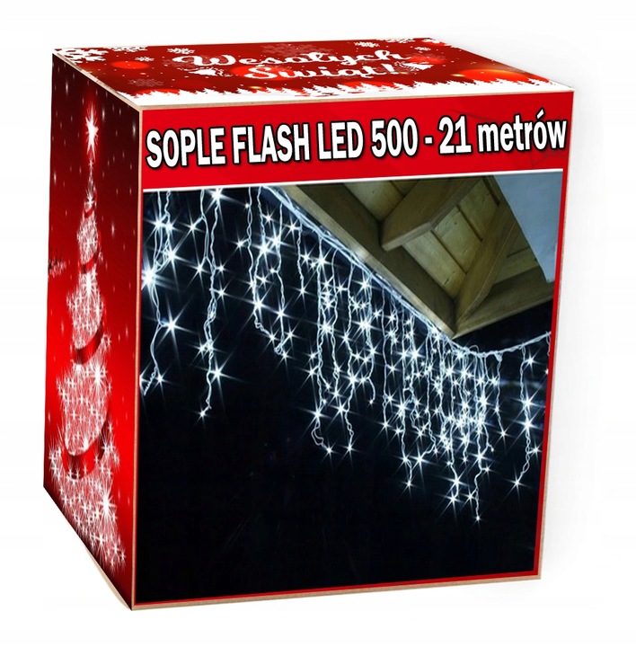 LAMPKI SOPLE 200 LED 10,5m + ISKRA FLASH białe ciepłe