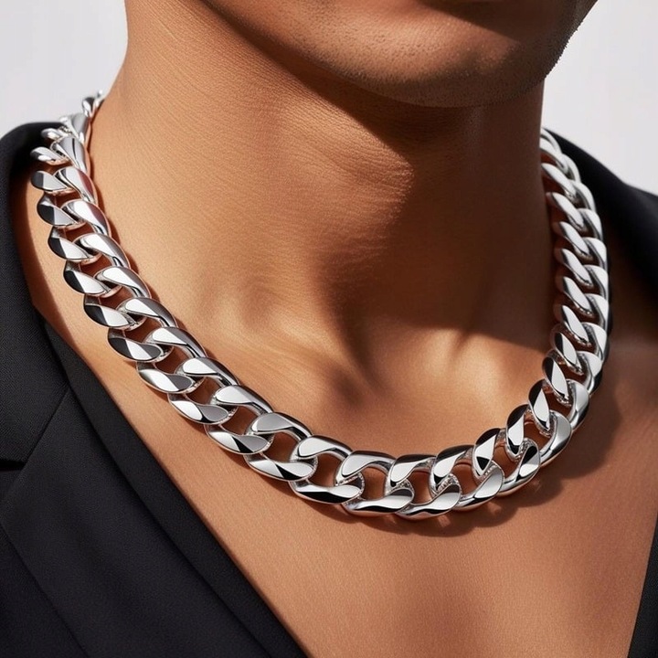 SREBRNY Łańcuszek Męski Naszyjnik Pancerka Dla Mężczyzny Chłopaka GRUBY