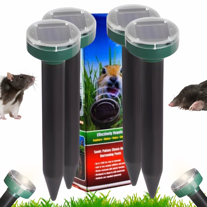 ODSTRASZACZ SOLARNY NA KRETY NORNICE I WĘŻE ODSTRASZACZ KRETÓW WĘŻY (4 SZT)