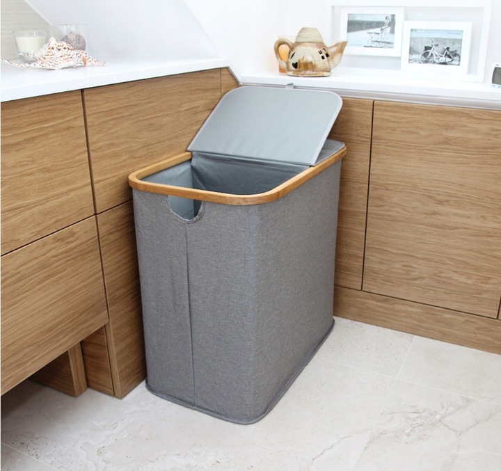 KOSZ NA PRANIE BIELIZNĘ POJEMNIK 100 L Bambus grey