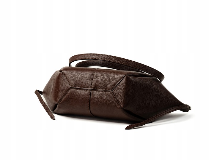 Torebka Damska ze Skóry Naturalnej z Magnetycznymi Zapięciami Cognac