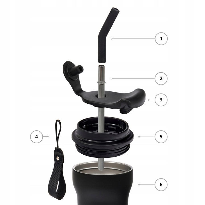 Kubek termiczny termos ze słomką ustnikiem Majestic Sport 420 ml