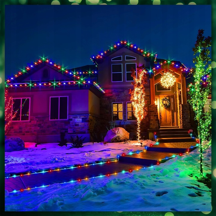 LAMPKI CHOINKOWE MULTIKOLOR 1000LED 8 TRYB ZEW/WEW 63 METRY NA CHOINKĘ