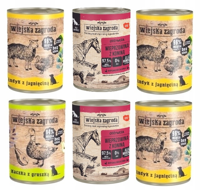 Karma Wiejska Zagroda zestaw 6 x 400g Mix Smaków