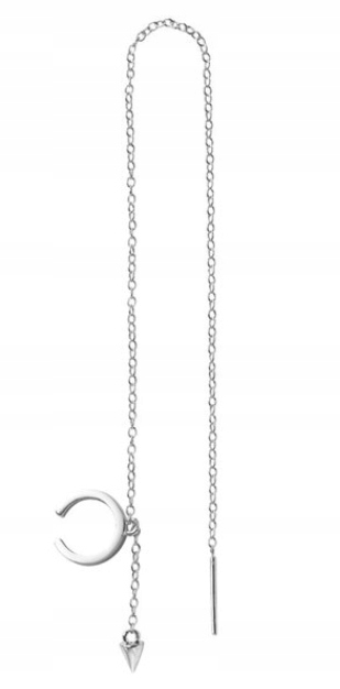 MD długa srebrna nausznica kolczyk łańcuszek S925