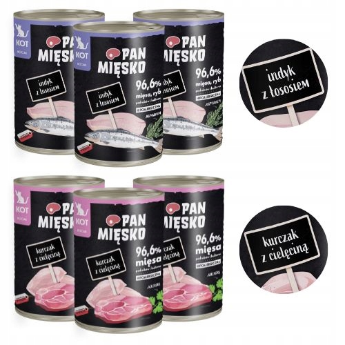 PAN MIĘSKO MOKRA KARMA DLA KOCIĄT WYJĄTKOWY MIX SMAKÓW 6 X 400 G