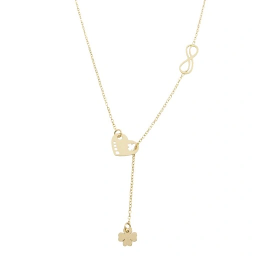 Naszyjnik CELEBRYTKA stal chirurgiczna serduszko przeciagane nieskonczonosc