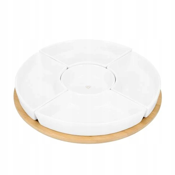 Półmisek na przekąski zestaw 5 x miseczka biała ceramika OBROTOWY TALERZ