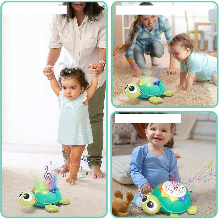 UCIEKAJĄCY PEŁZAJĄCY żółw INTERAKTYWNA ZABAWKA CHODZĄCY MUZYKA i projekcją