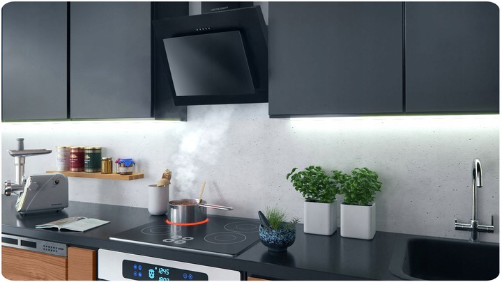 OKAP KUCHENNY KOMINOWY SZKŁO LED BERDSEN 60cm