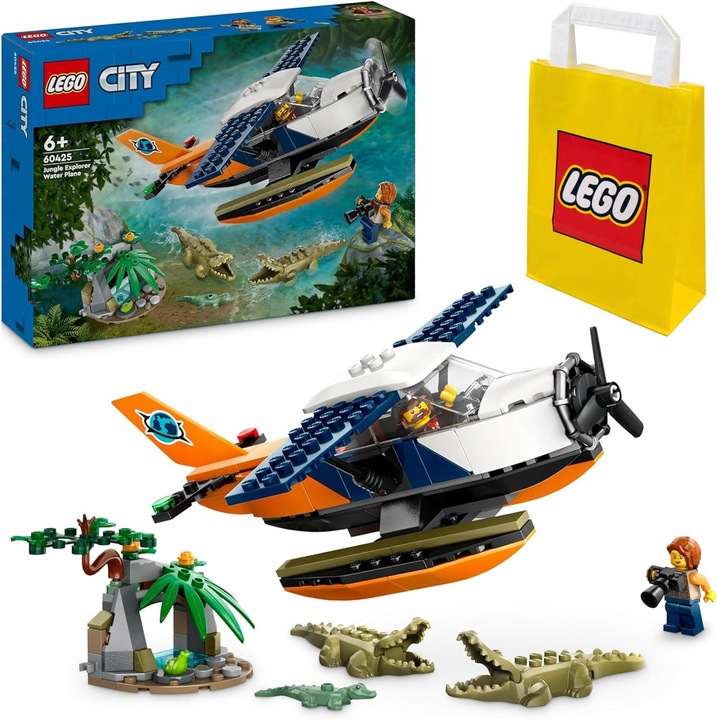 LEGO City 60425 Wodolot badaczki dżungli klocki figurki torba prezentowa