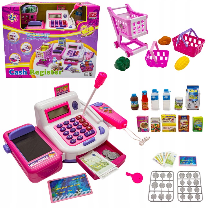Edukacyjna Kasa Fiskalna Sklepowa Dla Dzieci Wózek Kalkulator Akcesoria