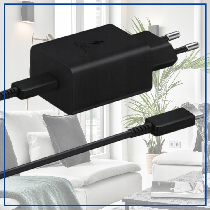 SZYBKA ŁADOWARKA SIECIOWA TELEFONU MOCNA 45W + KABEL USB-C 1M