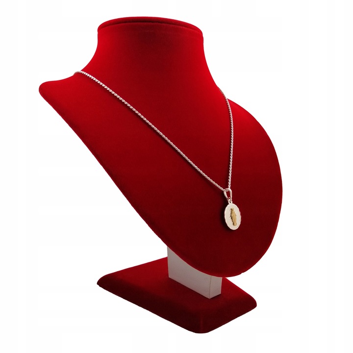 SREBRNY ŁAŃCUSZEK KORDEL + MEDALIK 925 PREZENT NA KOMUNIĘ CHRZEST + GRAWER