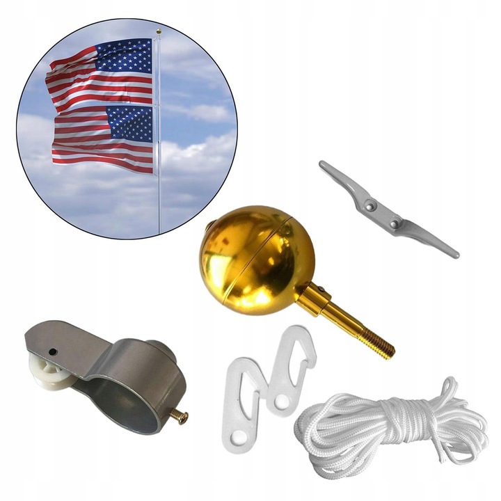 Zestaw naprawczy do masztu flagowego 3-calowy hak z ozdobną kulą i 4