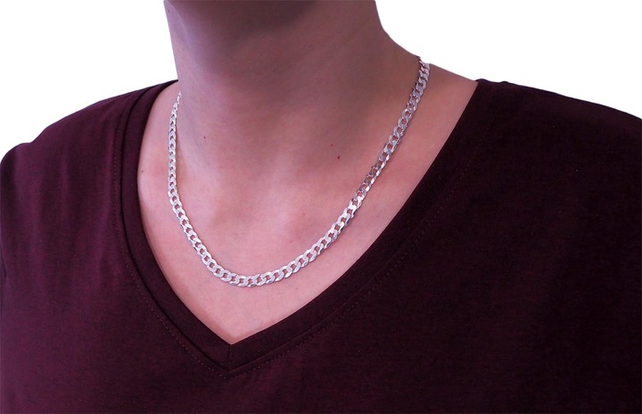 Srebrny Łańcuszek Męski 6mm 55cm Z Pięknym Diamentowanym Krzyżykiem Srebro