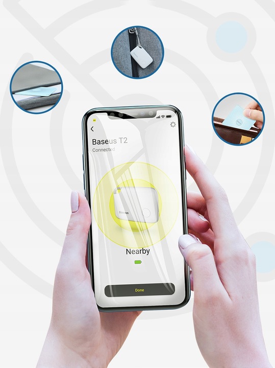 BASEUS MINI LOKALIZATOR BRELOK ZAWIESZKA BLUETOOTH Z SMYCZĄ ALARM DO KLUCZY