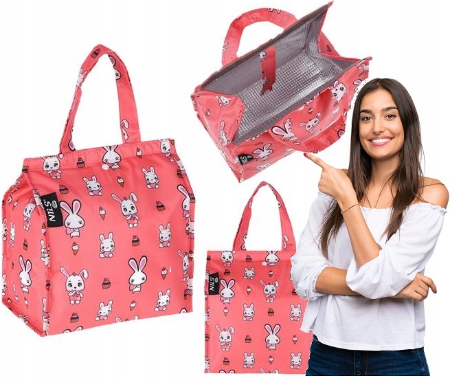 NILS CAMP Duża Torba Termiczna 5L na Piknik Kemping Podróże WZÓR RABBIT