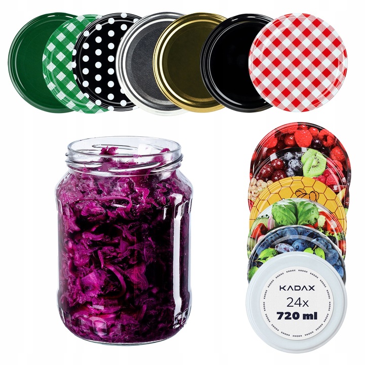 SŁOIK 720 ml SŁOIKI NA PRZETWORY MIÓD OGÓRKI WIECZKA ZAKRĘTKI 24 SZT FI 82