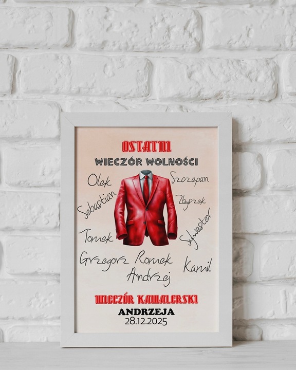 PREZENT NA WIECZÓR KAWALERSKI PAMIĄTKA OBRAZEK A4 IKWK