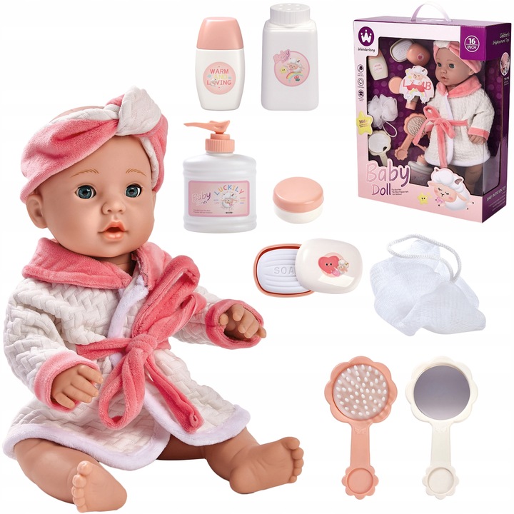 ZESTAW LALKA BOBAS DUŻA INTERAKTYWNA JAK ŻYWA UBRANKO LALA DO KĄPIELI 40 CM